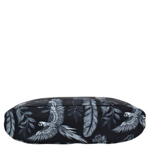 Load image into Gallery viewer, Black floral Anuschka clutch bag with a zippered pocket on a white background.
