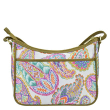 Load image into Gallery viewer, Boho Paisley Fabric with Leather Trim East/West Hobo - 12013
