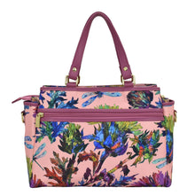 Load image into Gallery viewer, Fabric with Leather Trim Multi Compartment Satchel - 12014
