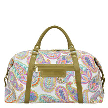 Load image into Gallery viewer, Boho Paisley Fabric with Leather Trim Great Escape Duffle - 12016
