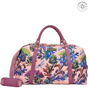Dragonfly garden Fabric with Leather Trim Great Escape Duffle - 12016