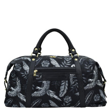 Load image into Gallery viewer, Jungle Macaws Fabric with Leather Trim Great Escape Duffle - 12016
