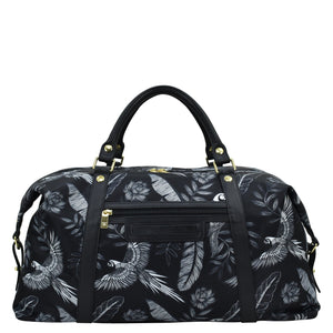Jungle Macaws Fabric with Leather Trim Great Escape Duffle - 12016