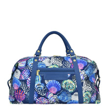 Load image into Gallery viewer, Sea Treasures Fabric with Leather Trim Great Escape Duffle - 12016
