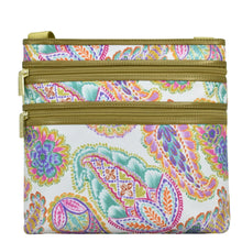 Load image into Gallery viewer, Boho Paisley Fabric with Leather Trim Crossbody with Slip Pocket - 12017
