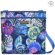 Load image into Gallery viewer, Sea Treasures Fabric with Leather Trim Crossbody with Slip Pocket - 12017
