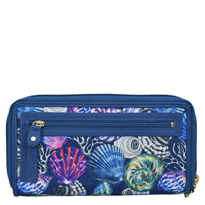 Sea Treasures Fabric with Leather Trim Wristlet Travel Wallet - 13000