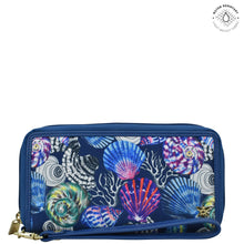 Load image into Gallery viewer, Sea Treasures Fabric with Leather Trim Wristlet Travel Wallet - 13000
