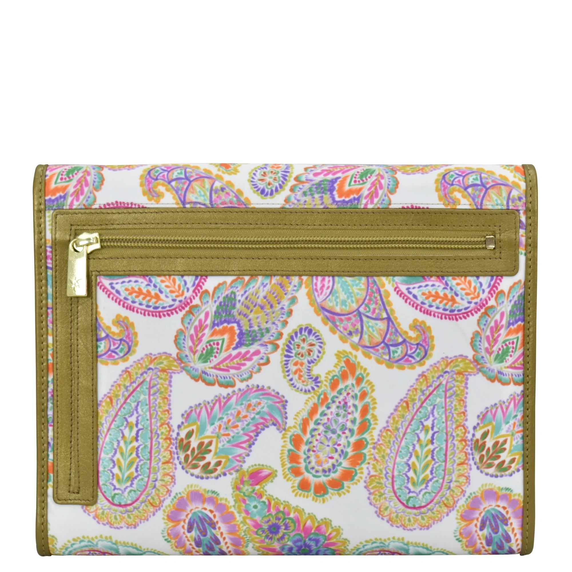 Boho Paisley Fabric with Leather Trim Toiletry Case - 13001