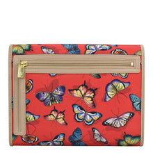 Load image into Gallery viewer, Butterfly Heaven Ruby Fabric with Leather Trim Toiletry Case - 13001
