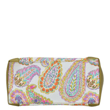 Load image into Gallery viewer, Colorful paisley-patterned Anuschka clutch-style bag with a zip entry on a white background.
