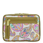 Boho Paisley Fabric with Leather Trim Travel Jewelry Organizer - 13003