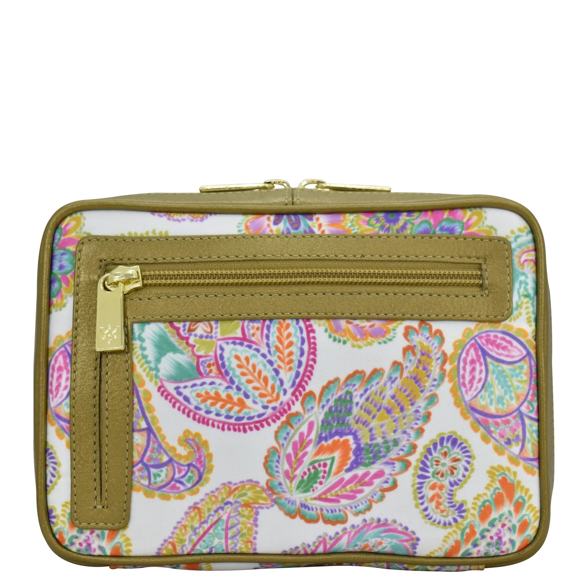 Boho Paisley Fabric with Leather Trim Travel Jewelry Organizer - 13003