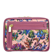 Dragonfly Garden Fabric with Leather Trim Travel Jewelry Organizer - 13003