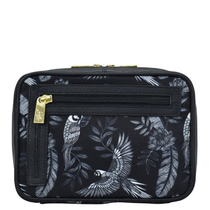 Jungle Macaws Fabric with Leather Trim Travel Jewelry Organizer - 13003