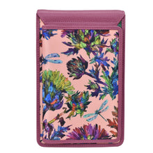 Load image into Gallery viewer, Dragonfly Garden Fabric with Leather Trim Cell Phone Crossbody Wallet - 13005
