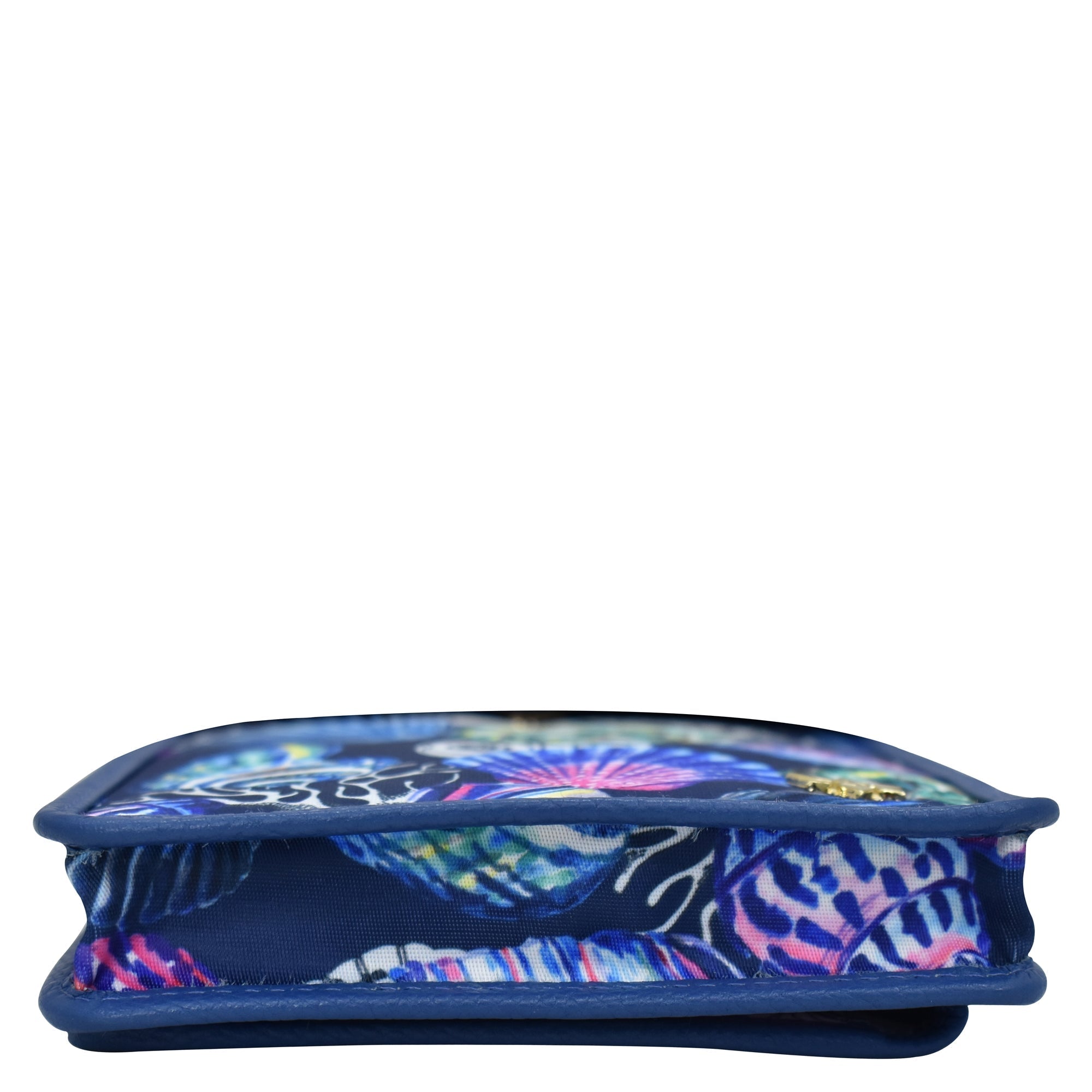 Anuschka Fabric with Leather Trim Cell Phone Crossbody Wallet - 13005 wallet with RFID protection on a white background.