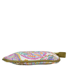 Load image into Gallery viewer, Colorful patterned Anuschka pouch with a top zip main compartment on a white background.

