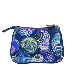 Load image into Gallery viewer, Sea Treasures Fabric with Leather Trim Zip Travel Pouch - 13008
