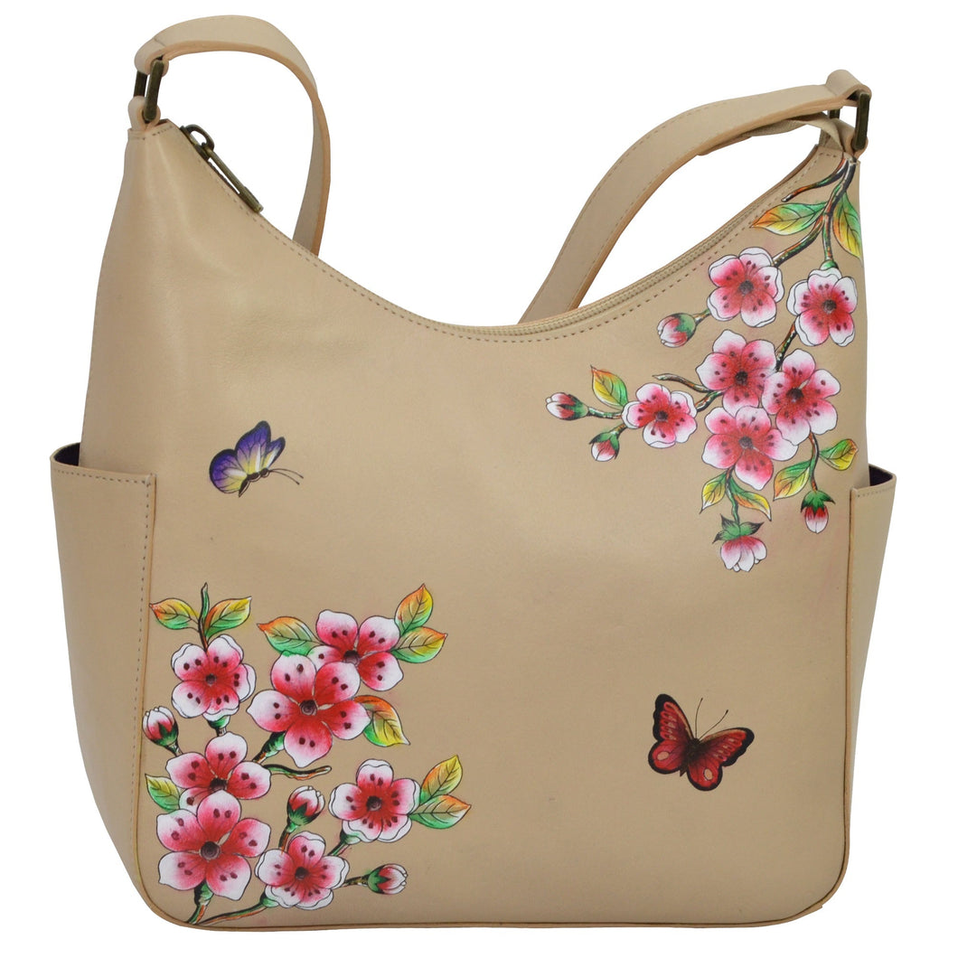 FLOWER GARDEN ALMOND Classic Hobo With Side Pockets - 382