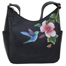 Load image into Gallery viewer, Hummingbird Black Classic Hobo With Side Pockets - 382
