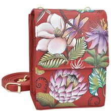 Load image into Gallery viewer, Anuschka Triple Compartment Crossbody Organizer with Crimson Garden painting
