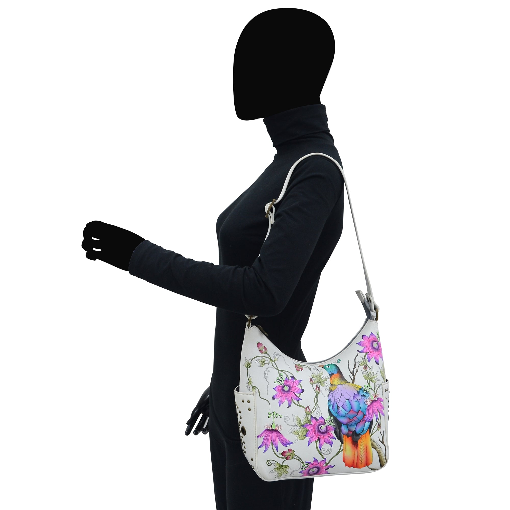 Classic Hobo With Studded Side Pockets - 433| Anuschka Leather India