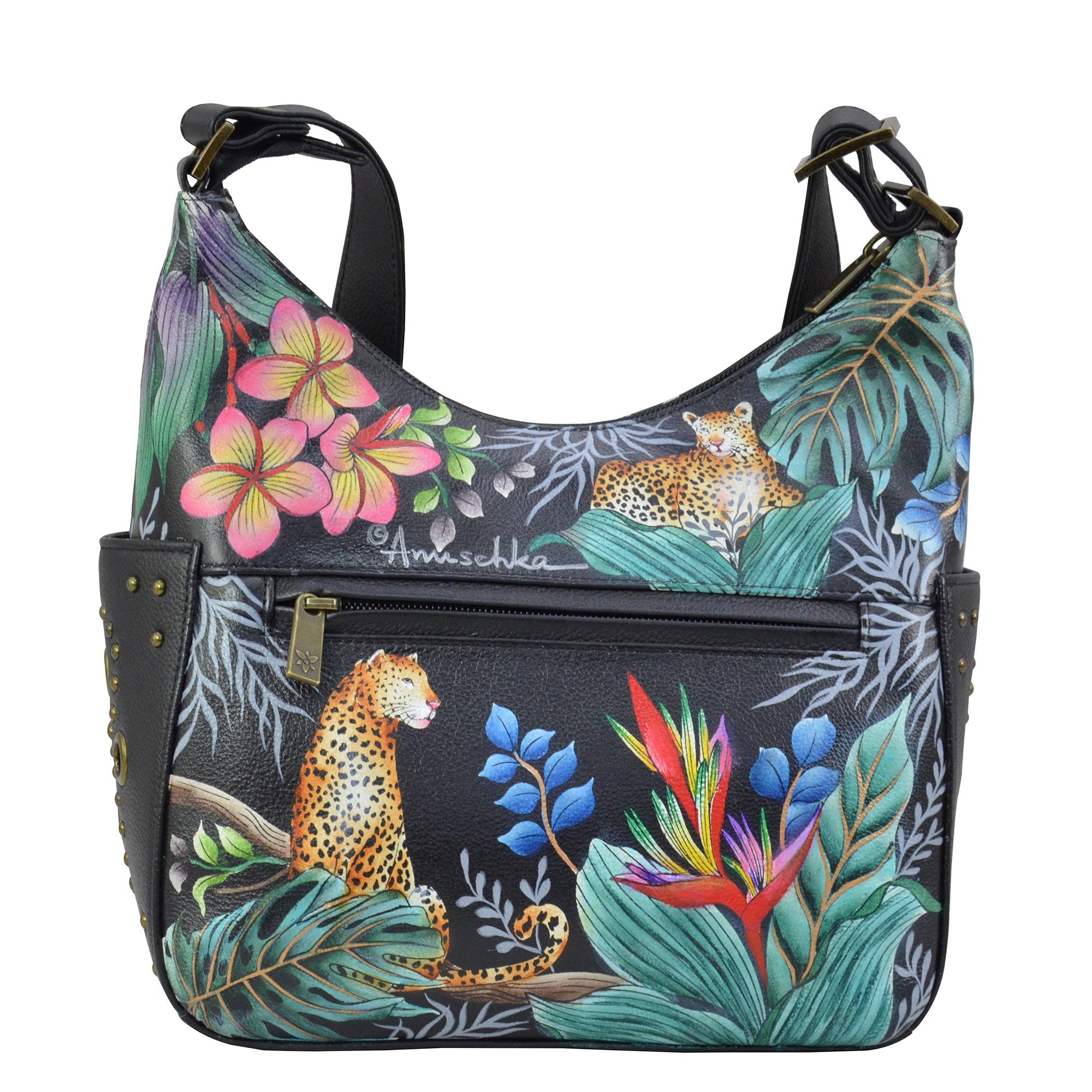 Classic Hobo With Studded Side Pockets - 433| Anuschka Leather India