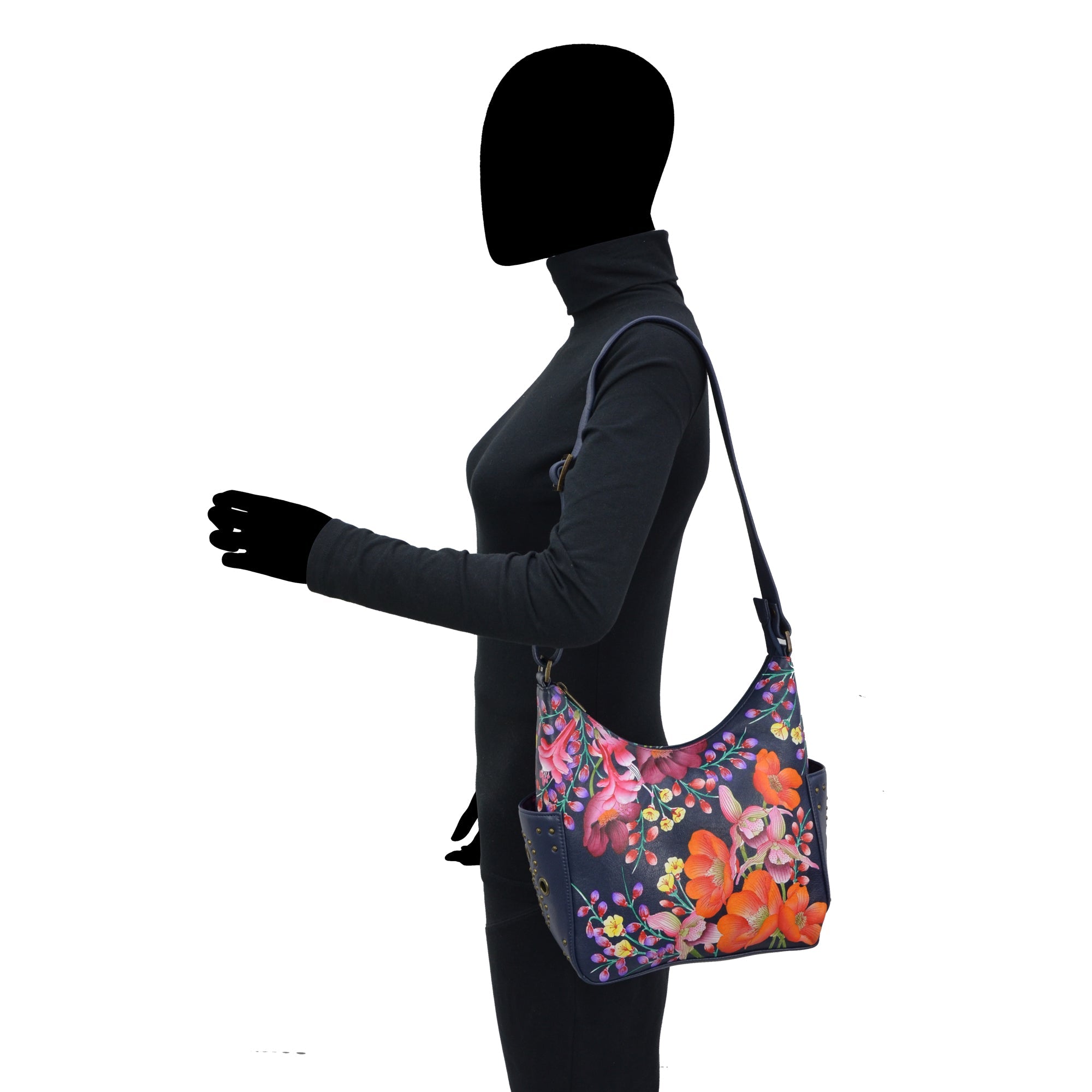 Classic Hobo With Studded Side Pockets - 433| Anuschka Leather India
