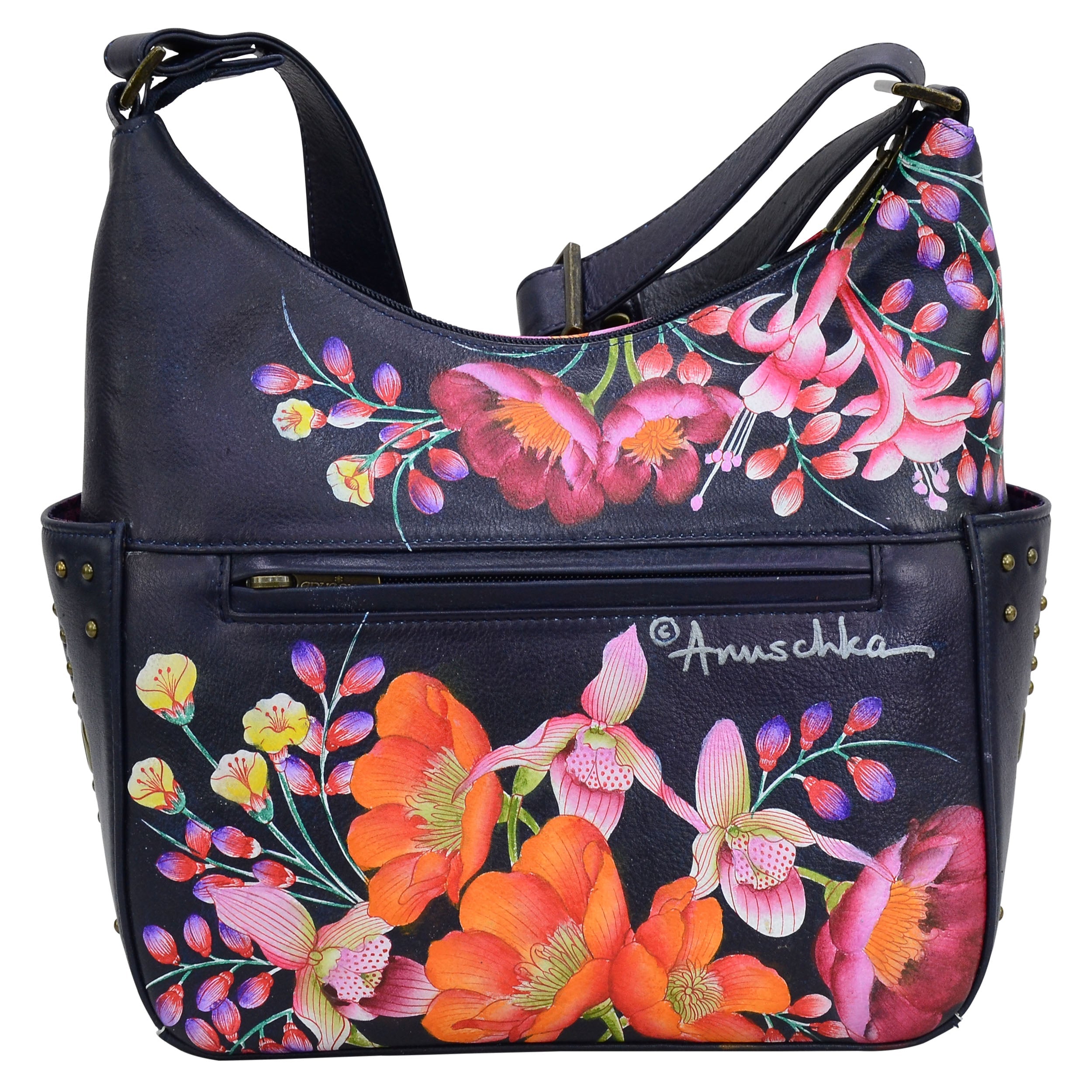 Classic Hobo With Studded Side Pockets - 433| Anuschka Leather India