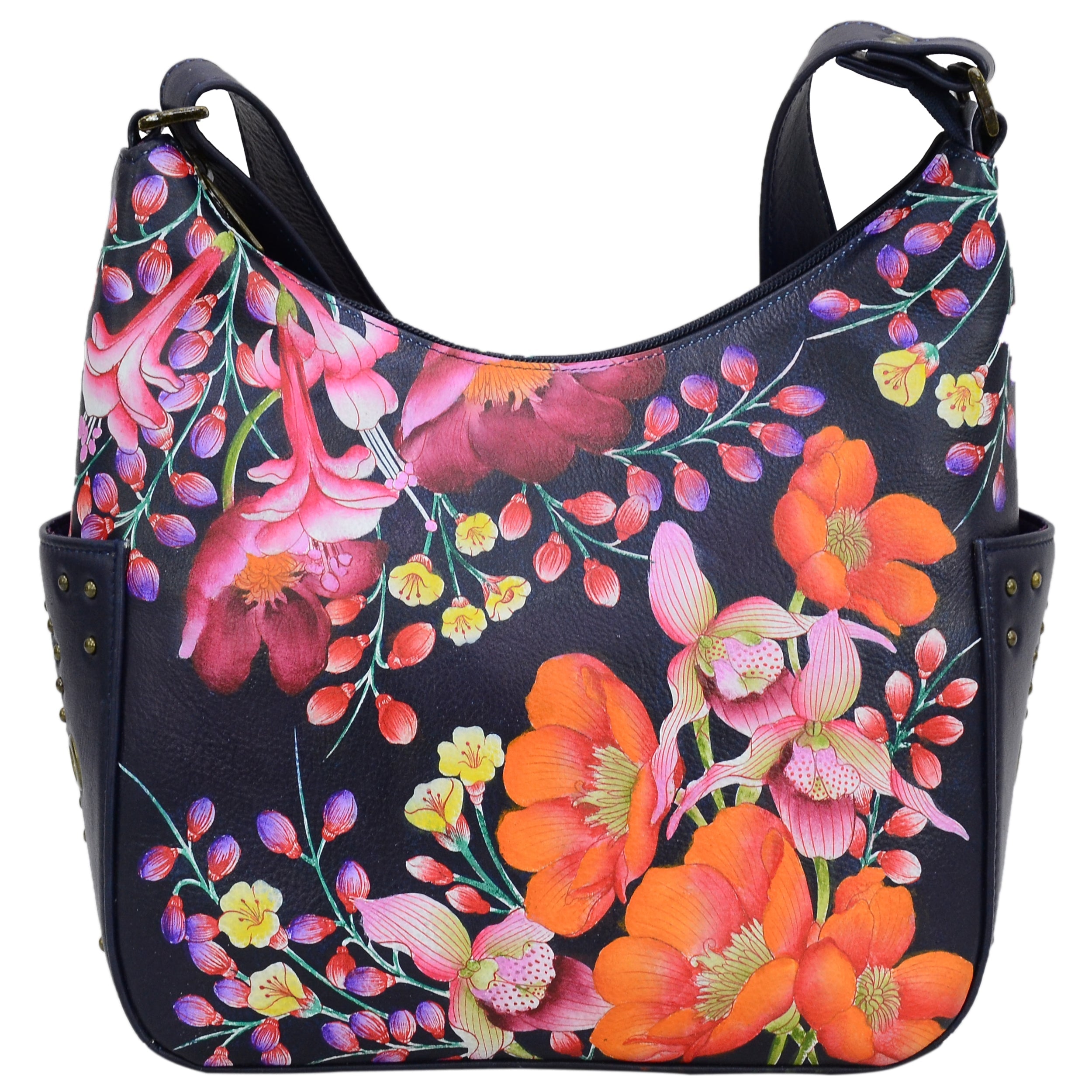 Moonlit Meadow Classic Hobo With Studded Side Pockets - 433