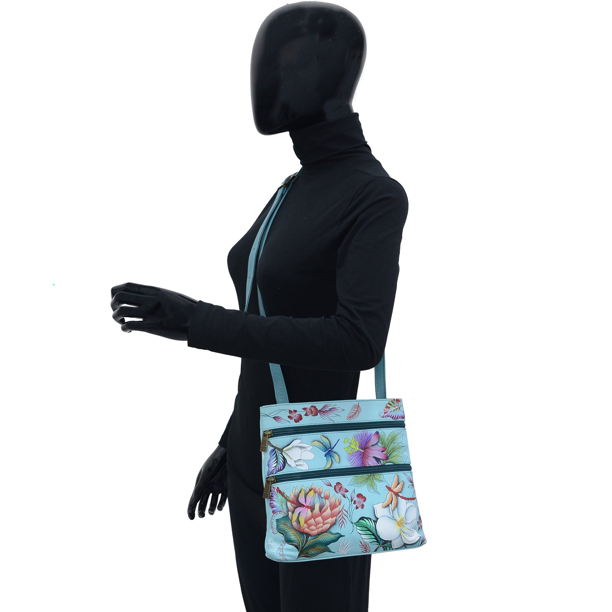 Medium Crossbody With Double Zip Pockets - 447| Anuschka Leather India