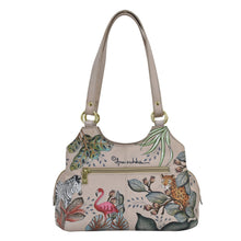 Load image into Gallery viewer, Anuschka Triple Compartment Satchel with African Adventure painting
