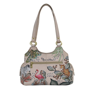 Anuschka Triple Compartment Satchel with African Adventure painting
