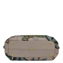 Load image into Gallery viewer, Beige hand-painted Anuschka Triple Compartment Satchel - 469 with gold-tone hardware on a plain background, featuring a zippered pocket.
