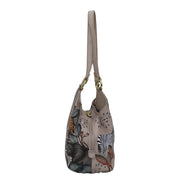 Anuschka Triple Compartment Satchel - 469 with gold-tone hardware and leather exterior.