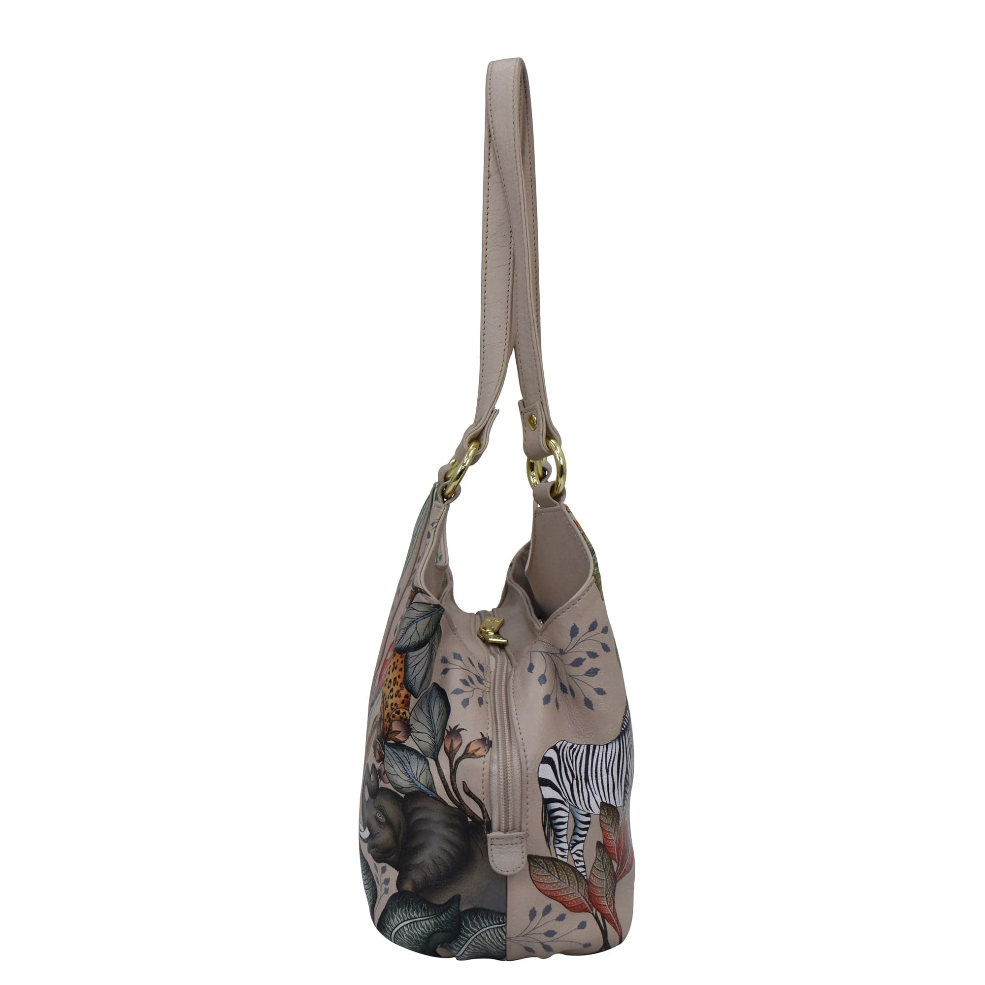 Anuschka Triple Compartment Satchel - 469 with gold-tone hardware and leather exterior.