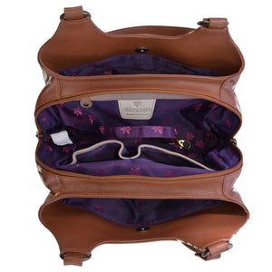 Triple Compartment Satchel - 469| Anuschka Leather India