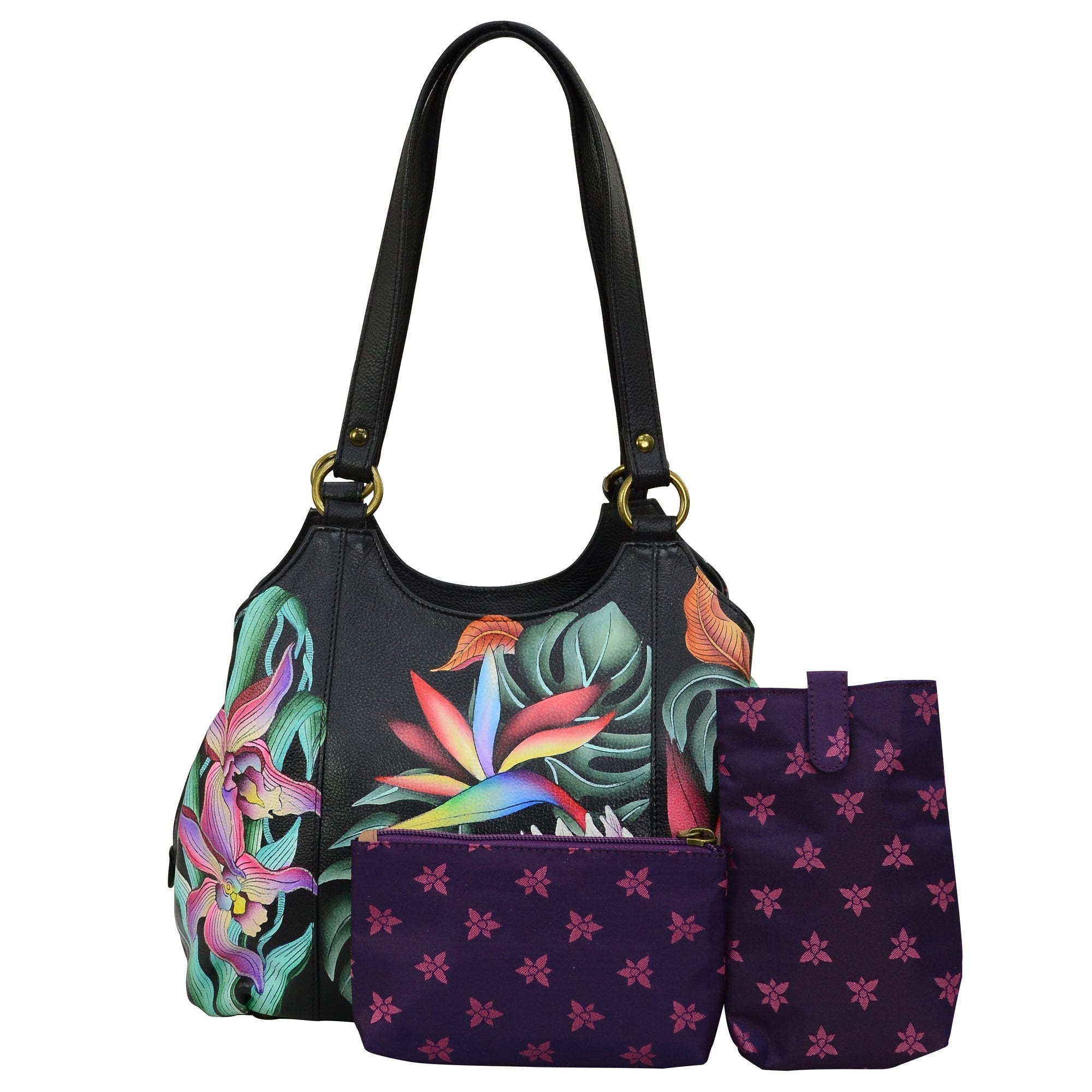 Triple Compartment Satchel - 469| Anuschka Leather India