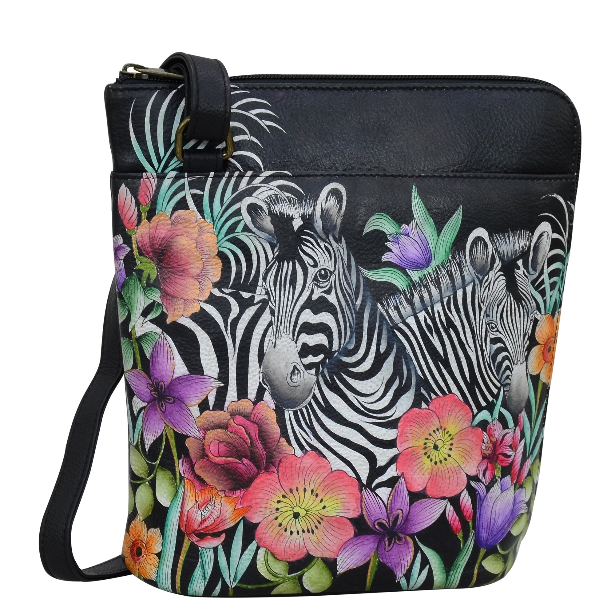 Playful Zebras Organizer Crossbody With Extended Side Zipper - 493