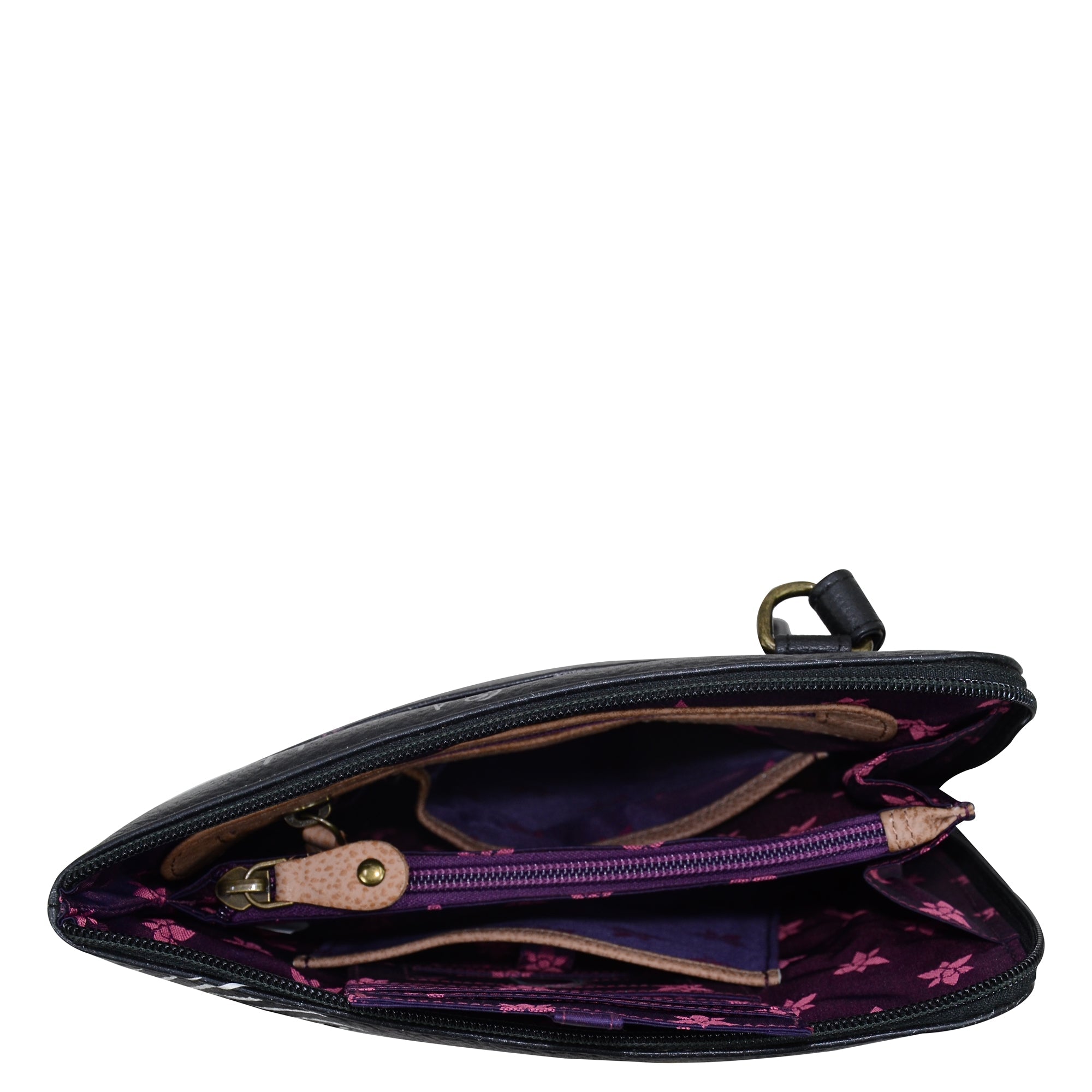 Organizer Crossbody With Extended Side Zipper - 493| Anuschka Leather India
