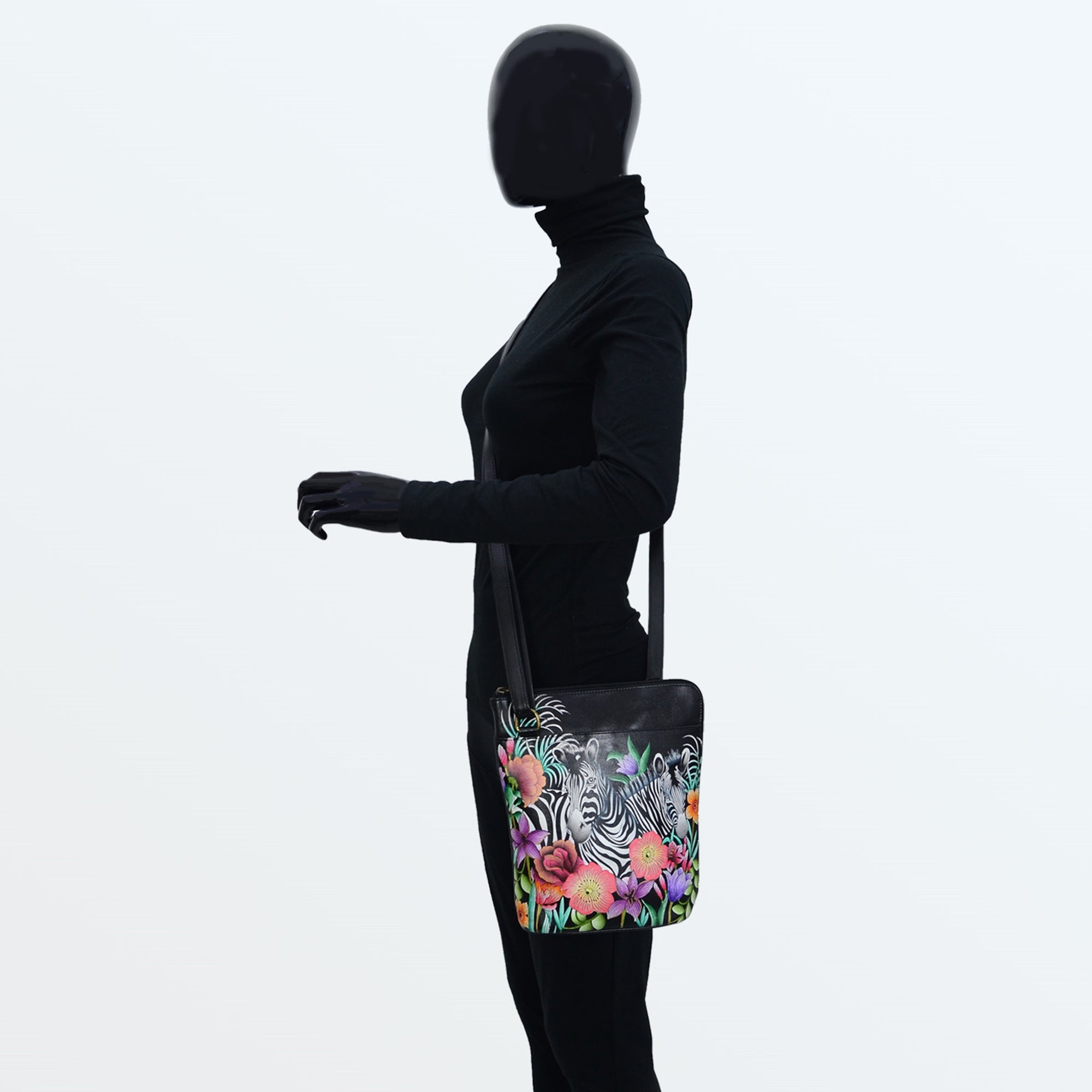 Organizer Crossbody With Extended Side Zipper - 493| Anuschka Leather India