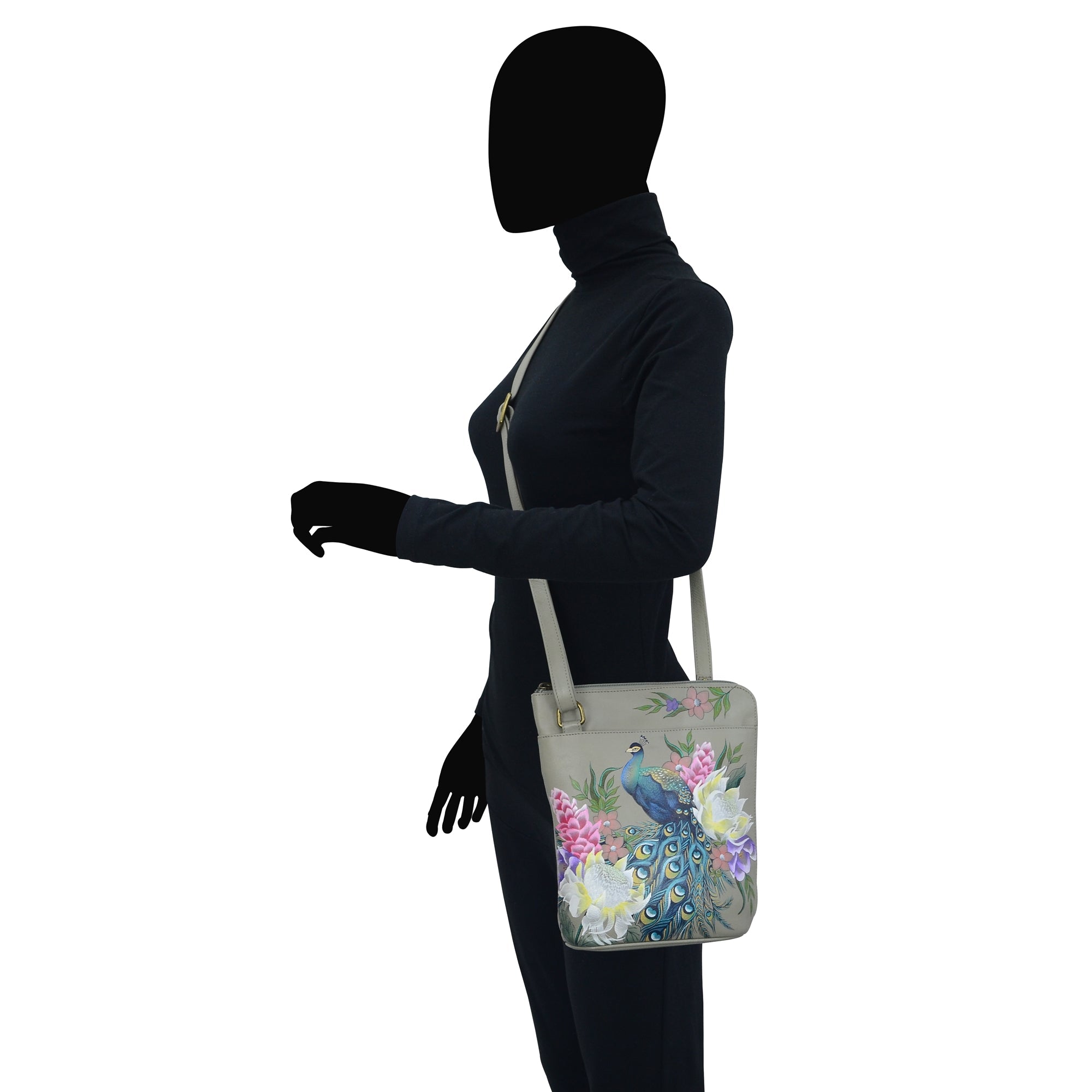 Organizer Crossbody With Extended Side Zipper - 493| Anuschka Leather India