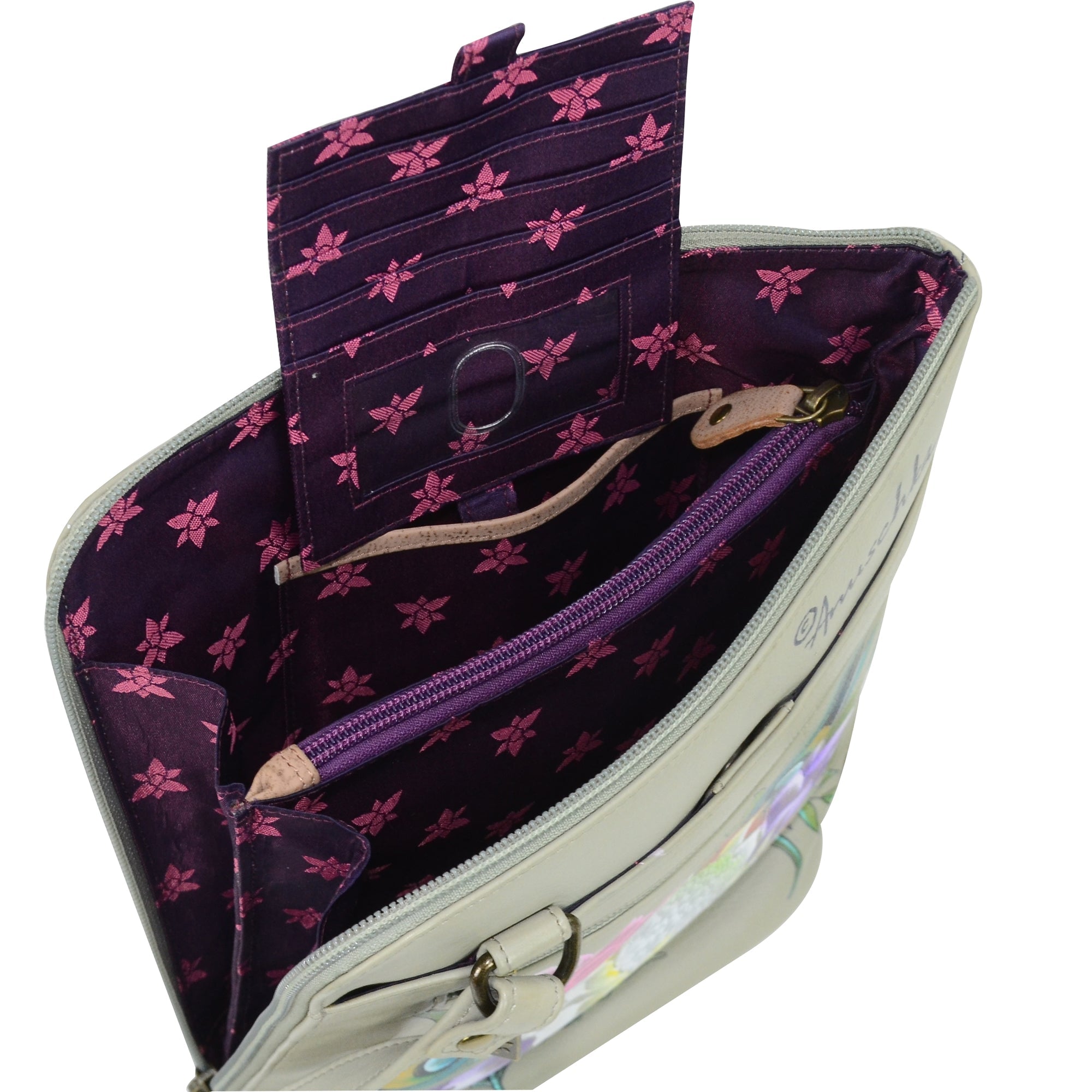 Organizer Crossbody With Extended Side Zipper - 493| Anuschka Leather India