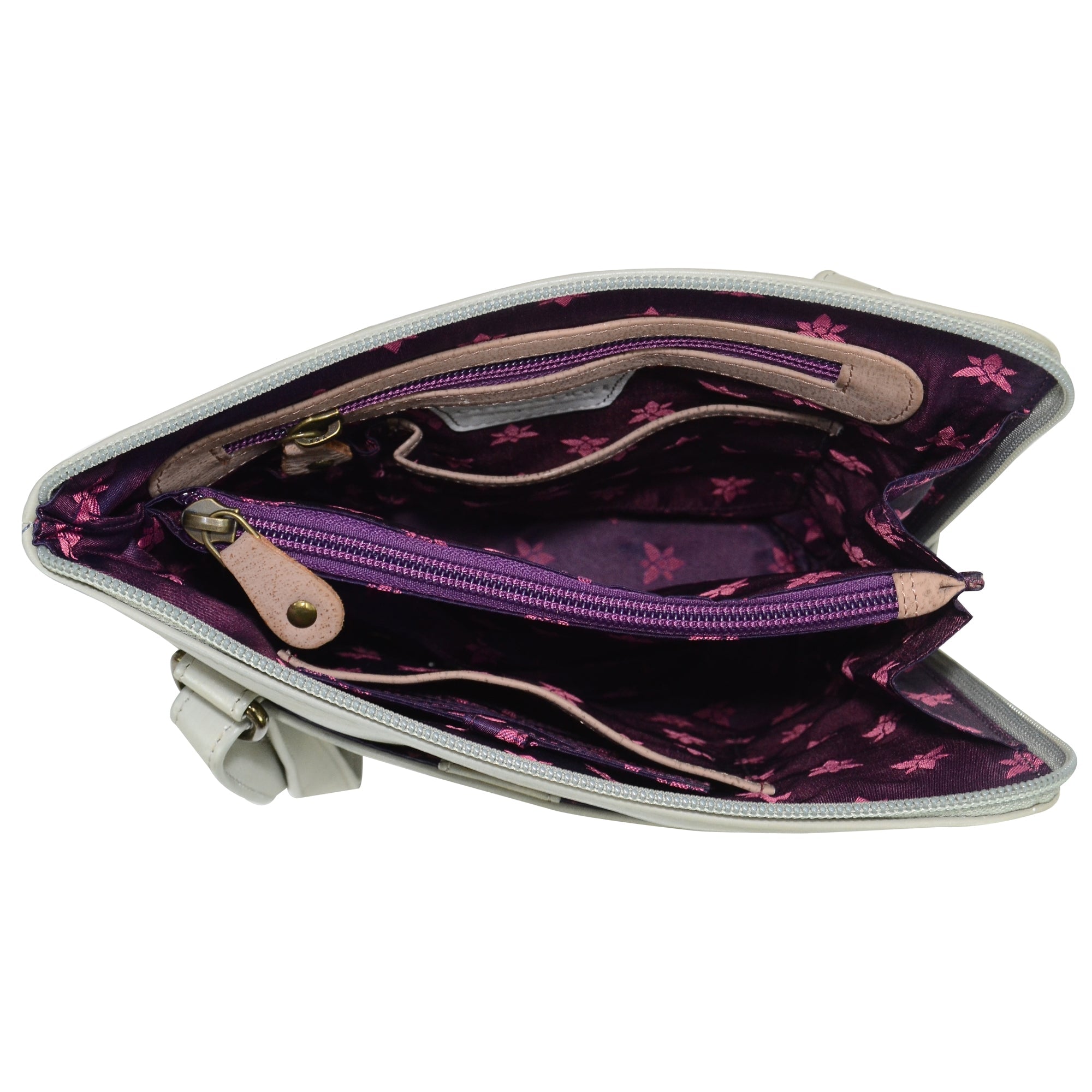 Organizer Crossbody With Extended Side Zipper - 493| Anuschka Leather India