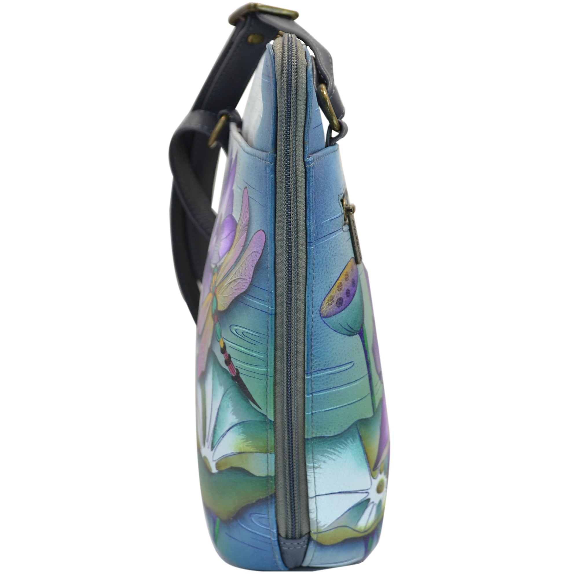 Organizer Crossbody With Extended Side Zipper - 493| Anuschka Leather India