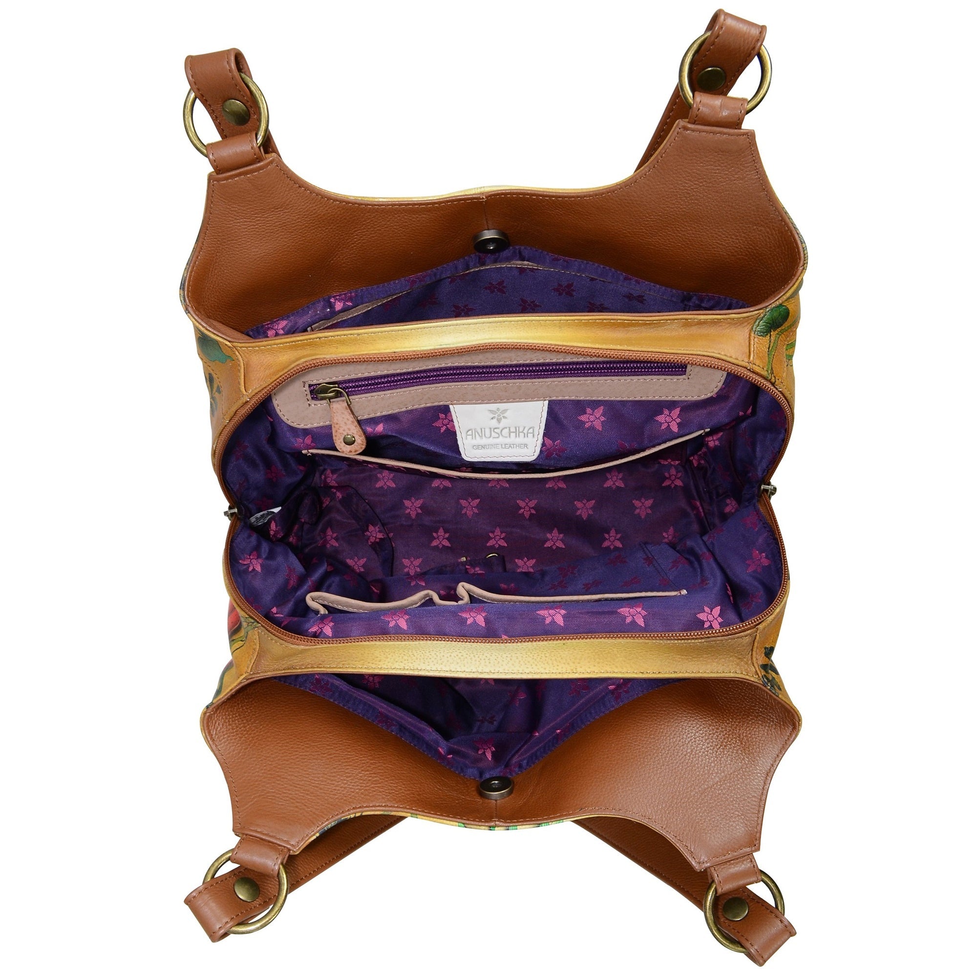 Triple Compartment Large Satchel - 652| Anuschka Leather India