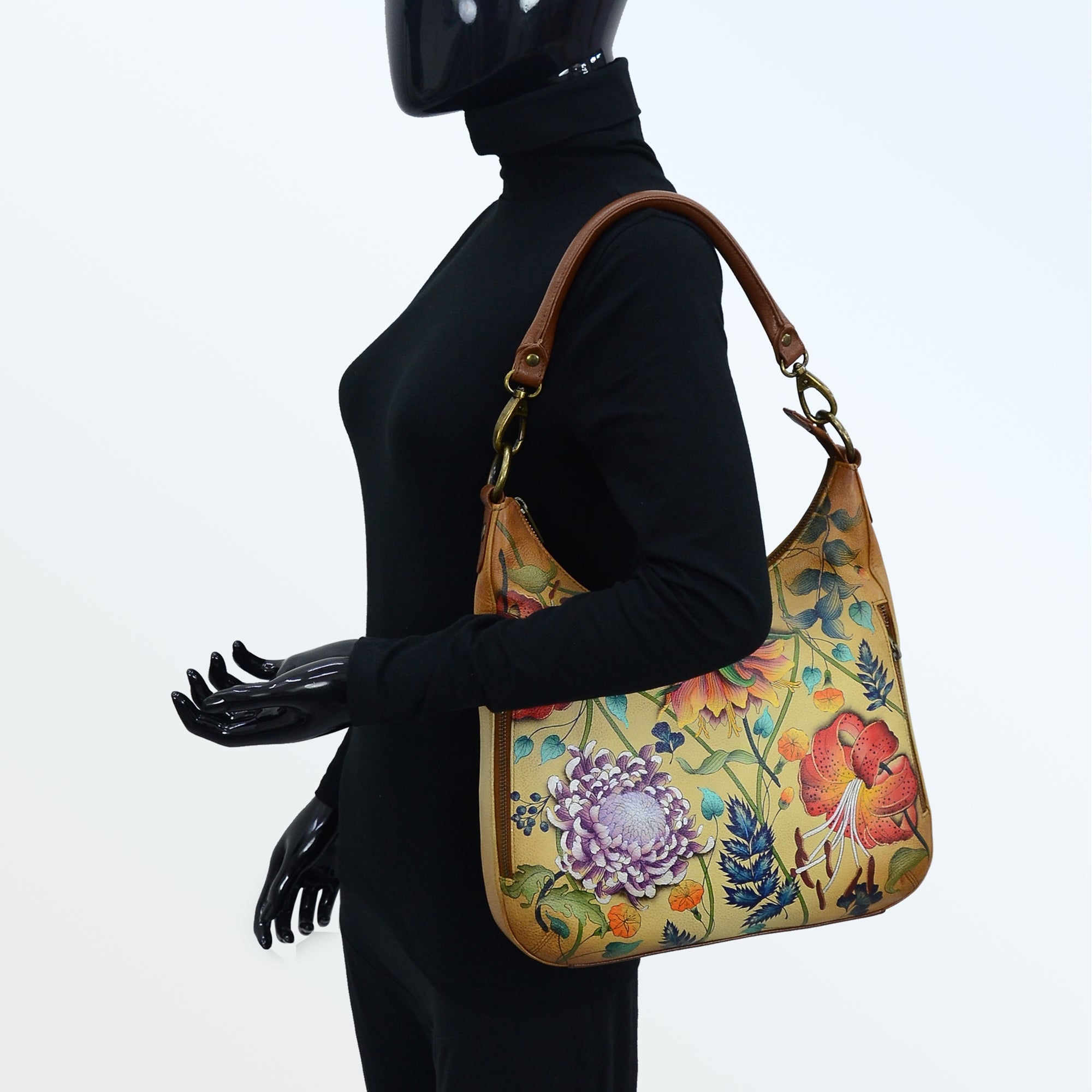 Convertible Slim Hobo With Crossbody Strap - 662| Anuschka Leather India