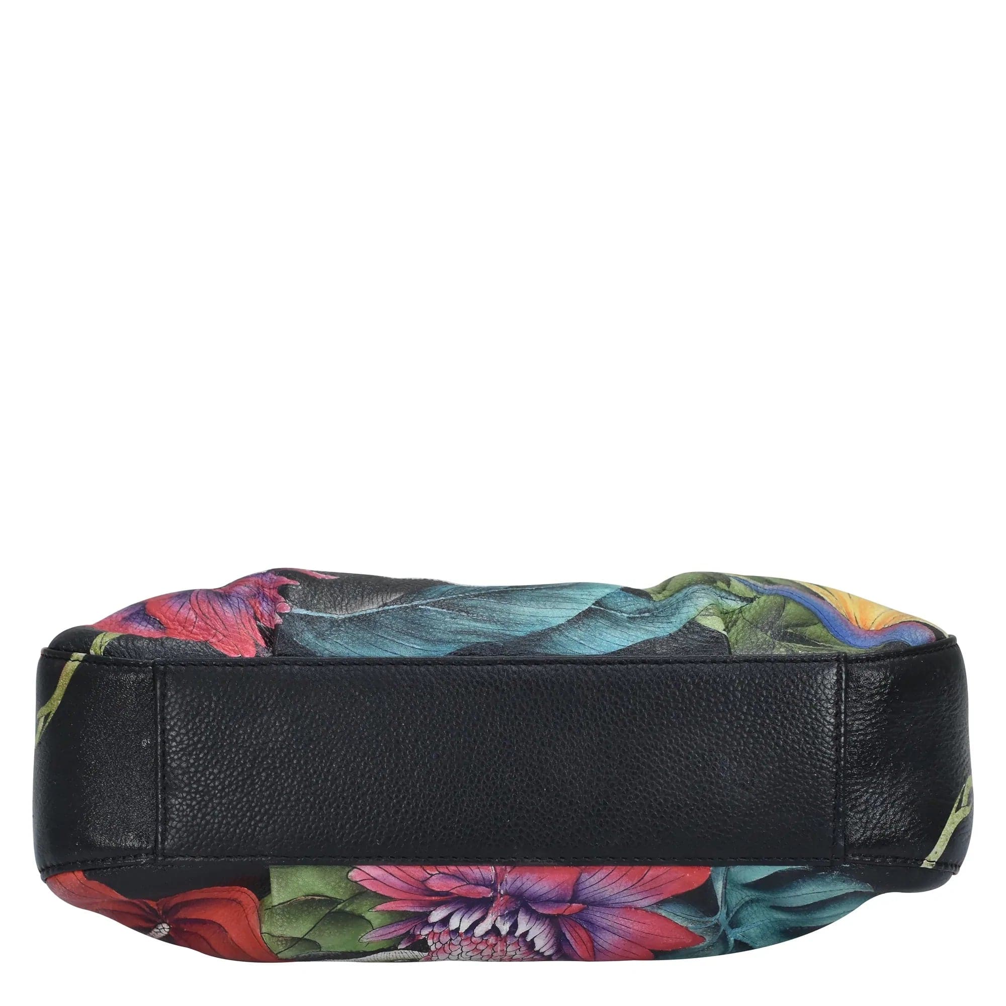 Floral-patterned Everyday Shoulder Hobo - 670 with black leather base by Anuschka.