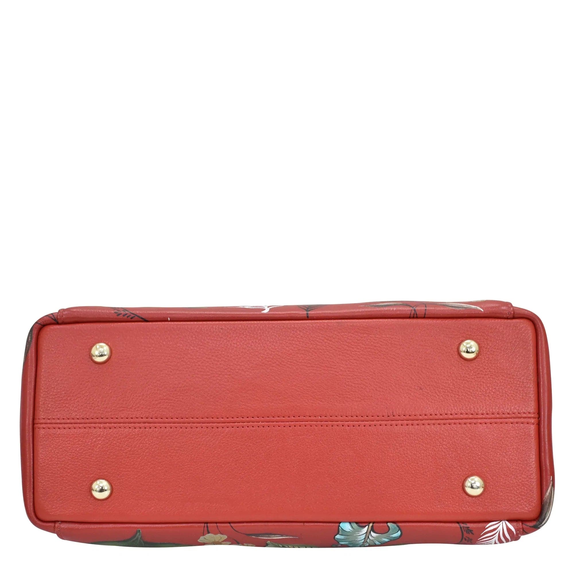 Anuschka Multi Compartment Satchel - 690 with gold-tone studs on the bottom.
